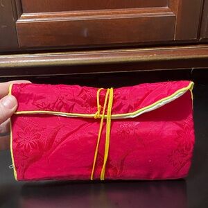 Vintage Red satin travel jewelry wrap